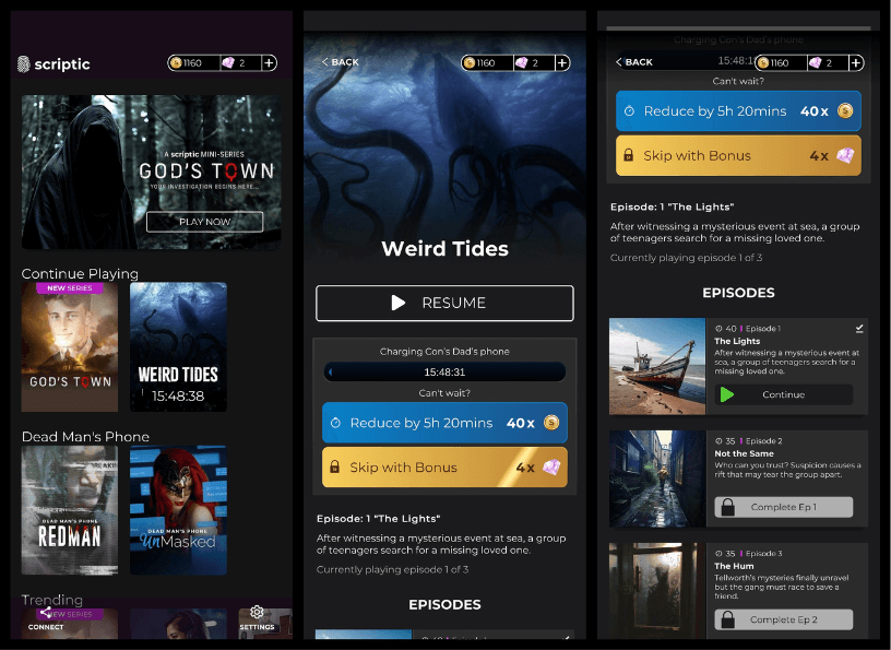 Episode and Platform Screens